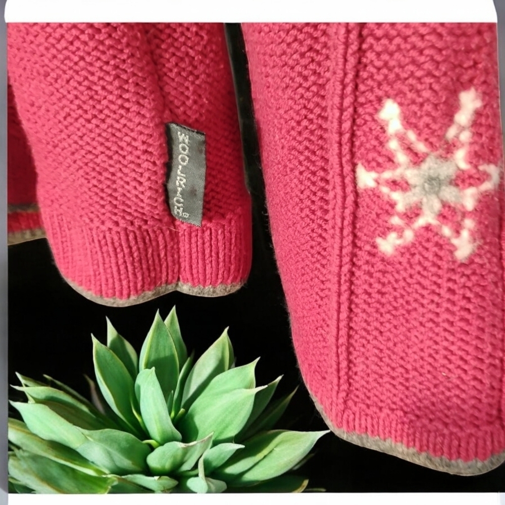 Woolrich Snowflake Sweater Ruby Red Lambswool Tri… - image 5